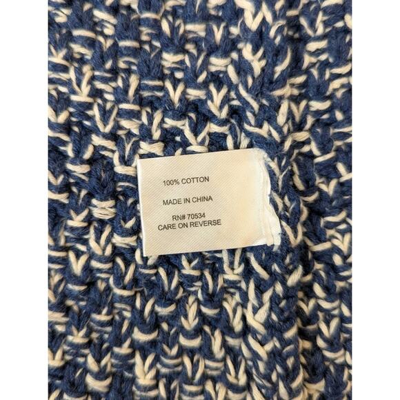 Orvis Womens Basketweave Knit Sweater Vest Cardigan Blue White Nautical Sz Large - Picture 7 of 8